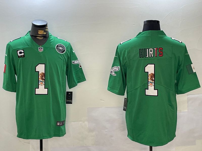 Men Philadelphia Eagles #1 Hurts Green Mexico 2024 Nike Vapor Limited NFL Jersey style 3->dallas cowboys->NFL Jersey